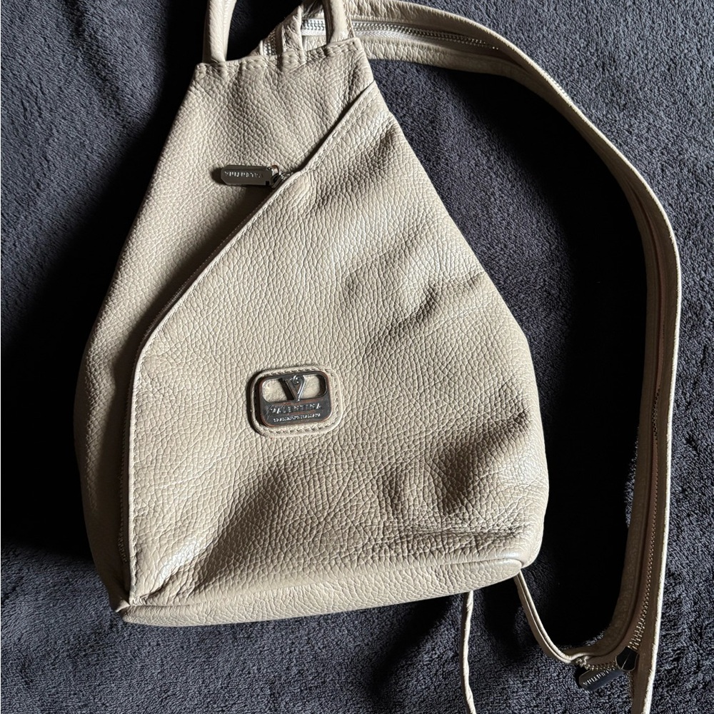 Valentina Taupe Leather Bag